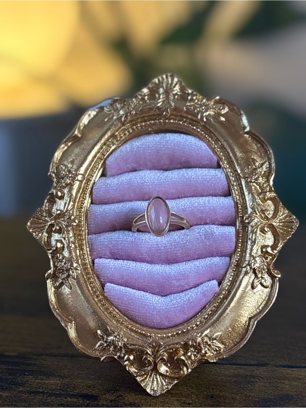 Vintage 1981 Avon Porcelain Pastel Pink Ring Rose Quartz